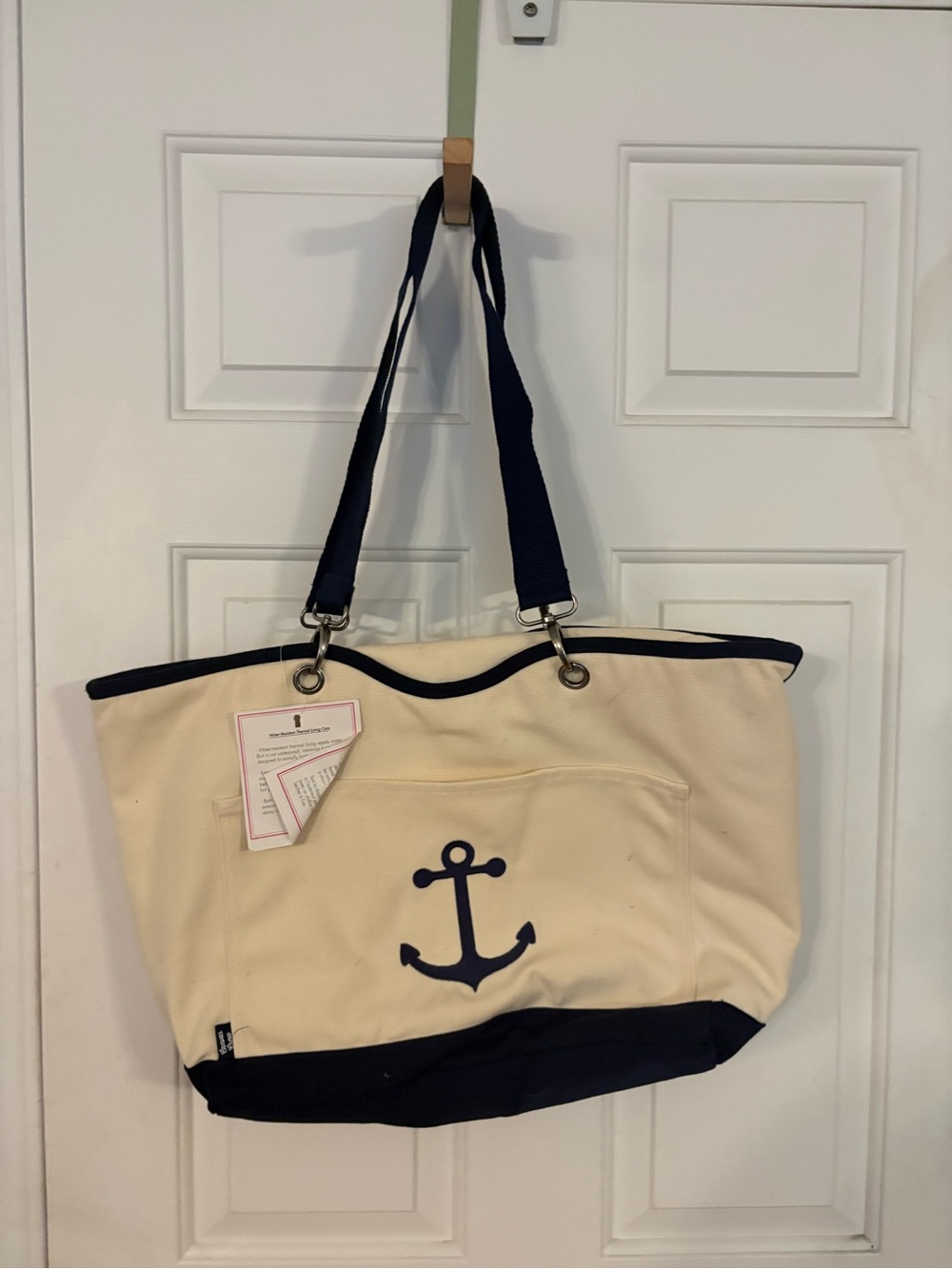 Canvas Anchor Thermal Tote Bag - Navy and Cream